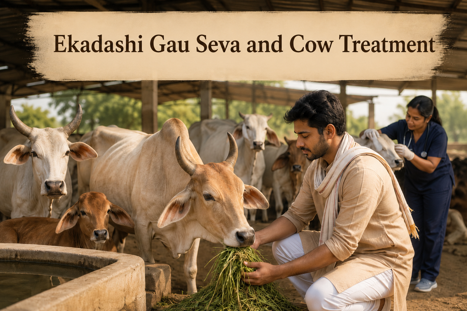 Ekadashi Gau Seva and Cow Treatment